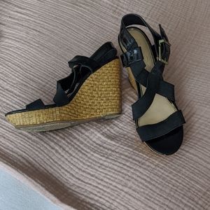 Jessica Simpson black strap wedges